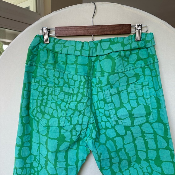 NWT Venti6 Made in Italy Crinkle Pull on Pants in Green Alligator, size M - Picture 3 of 5